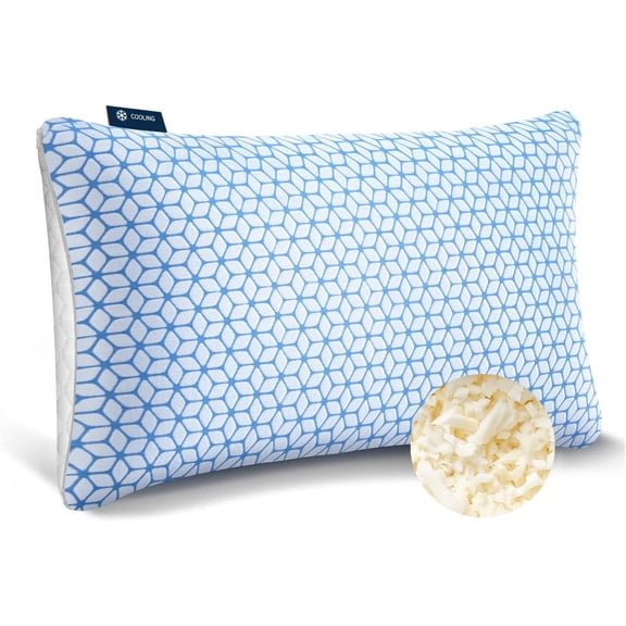 Queen Size Shredded Memory Foam Pillow 1 Pack Adjustable Cooling Soft Supportive for Side Back Stomach Sleepers
