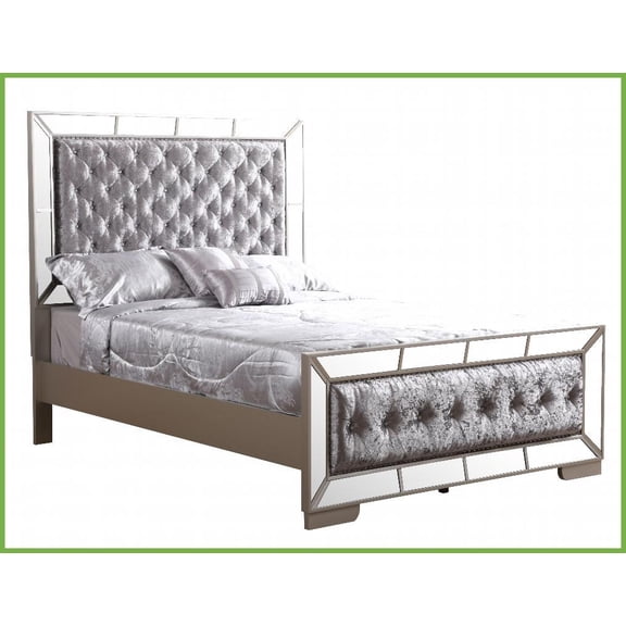 Queen Size Silver Champagne Contemporary Storage Bed - Durable for Master Bedroom