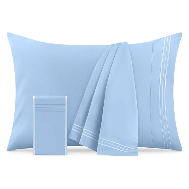 Queen Size Sky Blue Pillow Cases Set of 2 Soft Pillowcase Covers