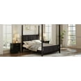 thumbnail image 1 of Queen Size Solid Wood Four Poster Bed Frame with Horizontal Grille Design, Espresso Finish Traditional Bedroom Furniture for Classic Home Decor, 1 of 9