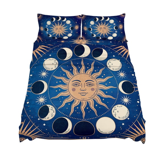 Queen Size Sun Moon Sheet Sets Starry Sky Mystery Tarot Soft Breathable Microfiber Bed Sheets Deep Pockets 4 Piece Bed Sheets Set, 1 Fitted Sheet, 1 Flat Sheet & 2 Pillowcases