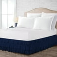 thumbnail image 1 of Queen Size Tailored Drop Multi Ruffled Solid Bed Skirt with Adjustable Elastic Belt Microfiber Fabric Fade & Wrinkle Resistant Bed Frame Cover Easy to Fit & Care (17 Inch Drop, Navy Blue), 1 of 4
