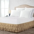 thumbnail image 1 of Queen Size Tailored Drop Multi Ruffled Solid Bed Skirt with Adjustable Elastic Belt Microfiber Fabric Fade & Wrinkle Resistant Bed Frame Cover Easy to Fit & Care (17 Inch Drop, Taupe), 1 of 4