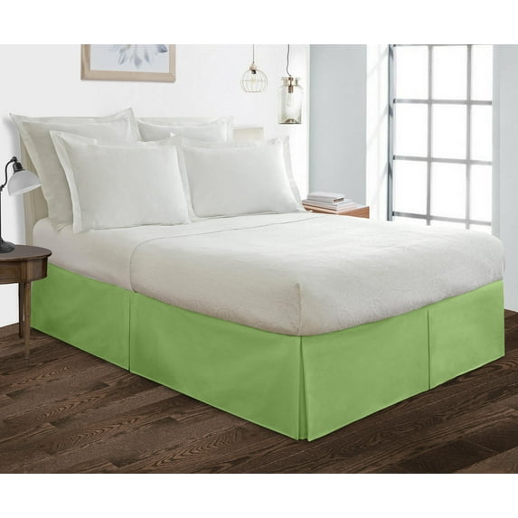 Queen Size Tailored Drop Pleated Solid Bed Skirt with Adjustable Elastic Belt Microfiber Fabric Fade & Wrinkle Resistant Bed Frame Cover Easy to Fit & Care (12 Inch Drop, Sage)