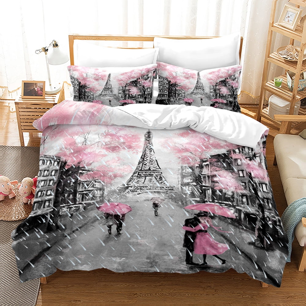 Queen Size The Eiffel Tower Duvet Cover Sets 3 Pieces Paris Bedding Set