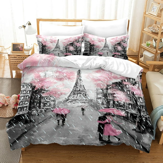 Queen Size The Eiffel Tower Duvet Cover Sets 3 Pieces Paris Bedding Set