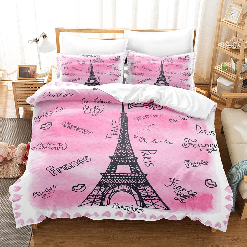 Queen Size The Eiffel Tower Duvet Cover Sets 3 Pieces Paris Bedding Set