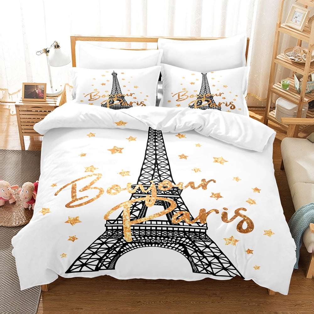 Queen Size The Eiffel Tower Duvet Cover Sets 3 Pieces Paris Bedding Set