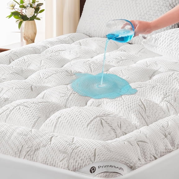 Queen Size Thick Pillow Top Mattress Topper, Up to 21 Inch Deep Pocket, Soft Breathable for Back Pain, Waterproof Protector Cover (White)