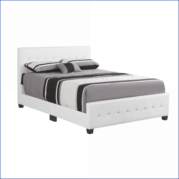 Queen Size Transitional Bed Frame - Sturdy Build, Easy Assembly, White Finish for Master Bedrooms