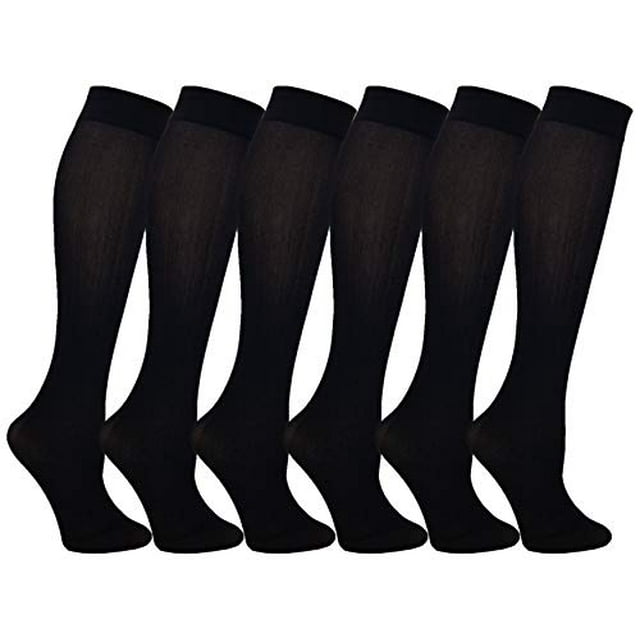 Queen Size Trouser Socks for Women, 6 Pairs Plus Stretchy Opaque Knee High Dress Sock (6 Pairs