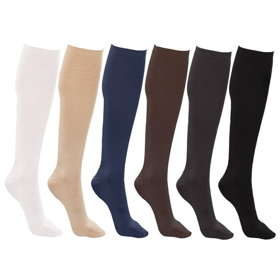 Queen Size Trouser Socks for Women, 6 Pairs Plus Stretchy Opaque Knee High Dress Sock (Assorted A)