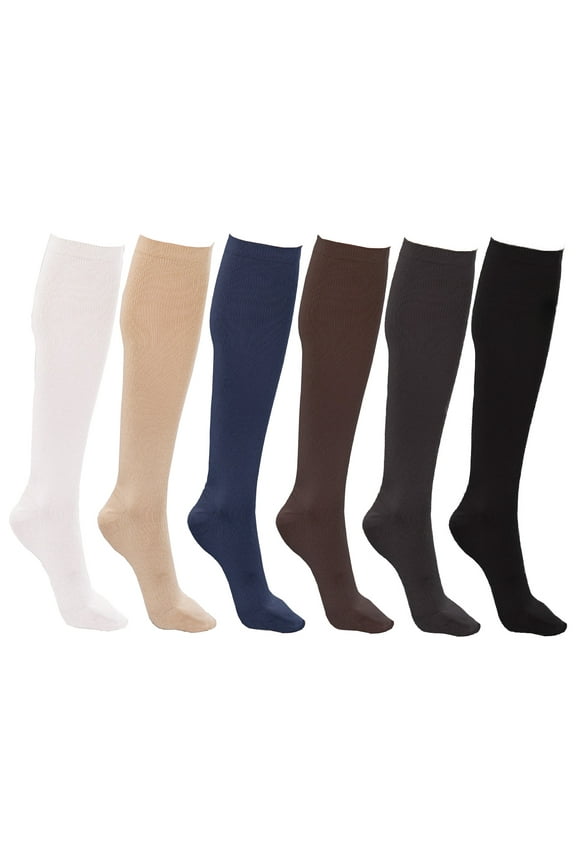 Queen Size Trouser Socks for Women, 6 Pairs Plus Stretchy Opaque Knee High Dress Sock (Assorted A)
