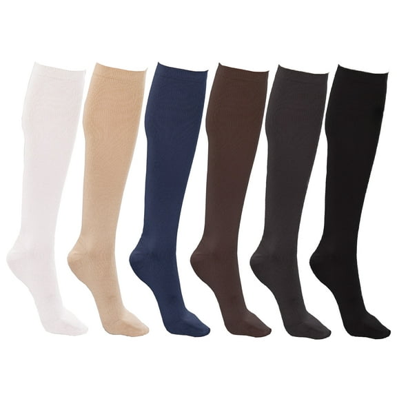 Queen Size Trouser Socks for Women, 6 Pairs Plus Stretchy Opaque Knee High Dress Sock (Assorted A)