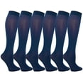 thumbnail image 1 of Queen Size Trouser Socks for Women, 6 Pairs Plus Stretchy Opaque Knee High Dress Sock (Navy), 1 of 3