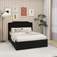thumbnail image 1 of Queen Size Tufted Upholstered Bed Frame with Crystal Button Accents, Bed Frame with Wingback Headboard and Under-Bed Storage Space, No Box Spring Needed,Black, 1 of 6