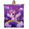 thumbnail image 1 of Queen Size Unicorn Sherpa Blanket, Rainbow Unicorn Throw Blanket With Stars Cloud, Dreamy Horse Fleece Blanket Teens ren Adults Bedroom Decor, 1 of 6