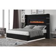 thumbnail image 1 of Queen Size Upholstered Bed with with Ambient Lighting, Wooden Upholstery Platform Bed with Slat Supports, Velvet Tufted Platform Bed, No Box Spring Needed, Easy to Assemble, Black, 1 of 6