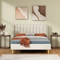 thumbnail image 1 of Queen Size Upholstered Bed Frame,40.9" High Headboard,Strong Metal Frame,Wooden Slats Support,No Box Spring Needed,Easy Assembly,Linen Fabric,Beige, 1 of 10