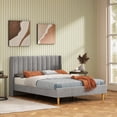 thumbnail image 1 of Queen Size Upholstered Bed Frame,40.9" High Headboard,Strong Metal Frame,Wooden Slats Support,No Box Spring Needed,Easy Assembly,Velvet Fabric,Gray, 1 of 11