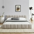 thumbnail image 1 of Queen Size Upholstered Bed Frame with Thick Fabric, Chenille Fabric Grounded Queen Size Platform Bed with Headboard and Solid Frame. No Box Spring Needed, Beige(68''*86.5''*23.5''), 1 of 10