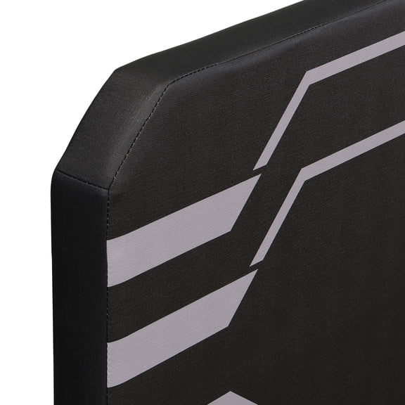 Queen Size Upholstered Gaming Bed with Side-Lift Hydraulic Storage System, Cyberpunk Style Platform Bed with Futuristic Pattern for Gamers & Gen Z, Black+Gray