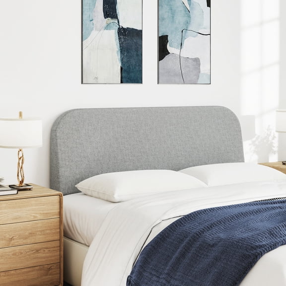 Furpopup Queen Size Headboard Only No-Assembly Upholstered Headboard, Queen Size Linen Fabric Modern Style Headboards Extra-Thick- Light Gray