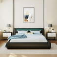 thumbnail image 1 of Queen Size Upholstered Leather Platform Bed Frame with a Hydraulic Storage System, Modern Platform Bed with LED Light Headboard, Heavy Duty Bed Frame, No Box Spring Needed, 1 of 7