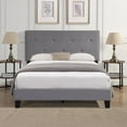 thumbnail image 1 of Queen Size Upholstered Platform Bed Frame with Button Tufted Linen Fabric Headboard, No Box Spring Needed, Wood Slat Support, Easy Assembly, Gray, 1 of 5