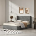 thumbnail image 1 of Queen Size Upholstered Platform Bed Frame with Hydraulic Gas Lift Up Storage, Wingback Headboard, Under bed Storage, Graphite Gray, 1 of 2