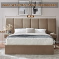 thumbnail image 1 of Queen Size Upholstered Platform Bed Frame with Lift up Storage, Velvet Headboard & Built-in Nightstands, No Box Spring Needed, Brown, 1 of 11