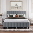 thumbnail image 1 of Queen Size Velvet Upholstered Platform Bed with 2 Storage Drawers and Twin XL Trundle, 1 of 12