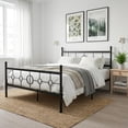 thumbnail image 1 of Queen Size Vintage Circular Metal Platform Bed Frame – Heavy-Duty Iron Headboard & Footboard, No Box Spring Needed, Noise-Free, Easy Assembly, Black, 1 of 7