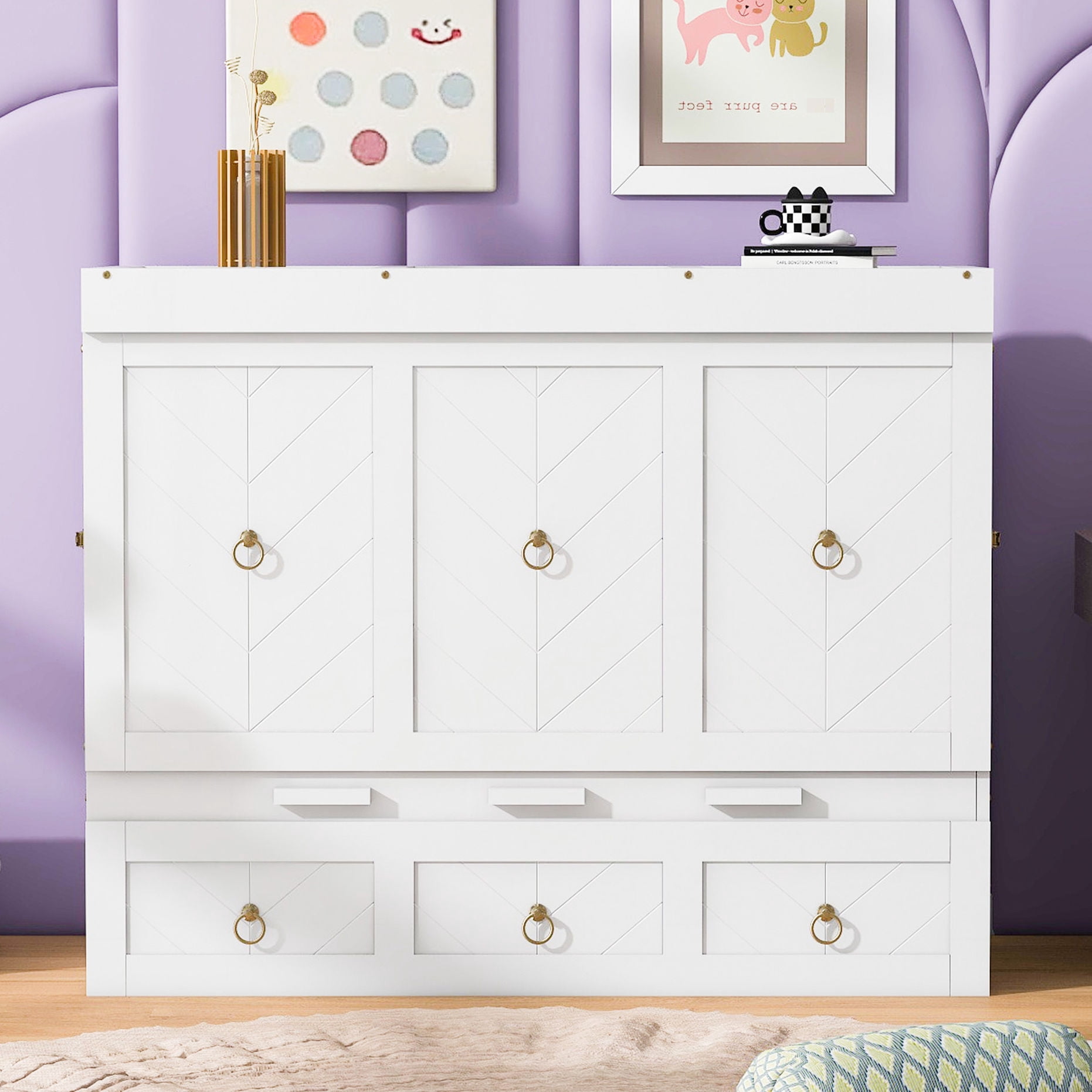 Queen Size, White Murphy Bed with Easy Assembly and Sturdy Frame ...