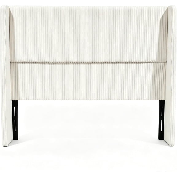 Queen Size Wingback Upholstered Headboard Only, Corduroy Fabric with Vertical Channel Tufting, HighDensity Sponge Padding, Plywood & PowderCoated Metal Frame