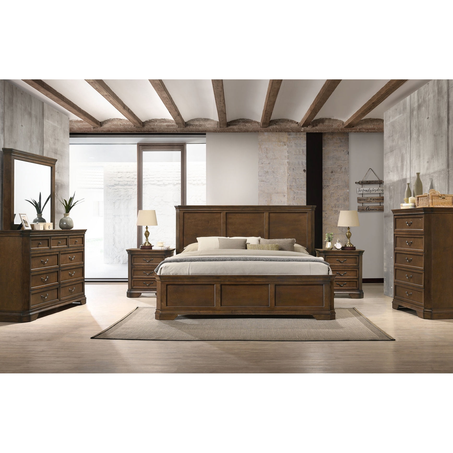 Queen Size Wood Bed Set - English Dovetail Drawers, MDF Body - Bedroom ...
