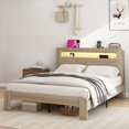 thumbnail image 1 of Queen Size Wood Platform Bed Frame with Storage & LED Light,No Box Spring Needed,Dark Gray for Bedroom, 1 of 7