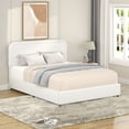 thumbnail image 1 of Queen Size Wood Platform Bed Frame with 4 Drawers, Upholstered Bed Frame with Curved Stitched Tufted Headboard, 1 of 8