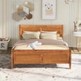 thumbnail image 1 of Queen Size Wood Platform Bed with Headboard No Box Spring Needed Wood Slat Support, 1 of 8
