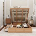 thumbnail image 1 of Queen Size Wood Platform Bed with Underneath Storage and 2 Drawers, Wood Color, 1 of 16