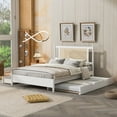 thumbnail image 1 of Queen Size Wooden Rattan Platform Bed, with 2 Big Drawers, T Size Trundle, White, 1 of 19