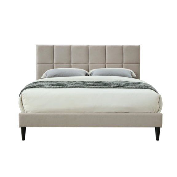 Queen Sized Bed In A Box With Versatility - Gray Squares Headboard Port Design