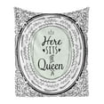 thumbnail image 1 of Queen Soft Flannel Fleece Blanket, Here Sits the Queen Words with Oval Monochromatic Vintage Leafy Motifs, Cozy Plush for Indoor and Outdoor Use, 60" x 80", Mint Green Charcoal Grey, by Ambesonne, 1 of 5