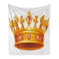 thumbnail image 1 of Queen Soft Flannel Fleece Throw Blanket, Crown with Pale Pink Gemstone Antique Tiara Nobility Cartoon, Cozy Plush for Indoor and Outdoor Use, 70" x 90", Orange and Rose, by Ambesonne, 1 of 6