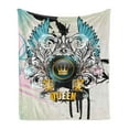 thumbnail image 1 of Queen Soft Flannel Fleece Throw Blanket, Design Arms Shield with Crown Wings and Victorian Floral Elements Imperial, Cozy Plush for Indoor and Outdoor Use, 70" x 90", Multicolor, by Ambesonne, 1 of 5
