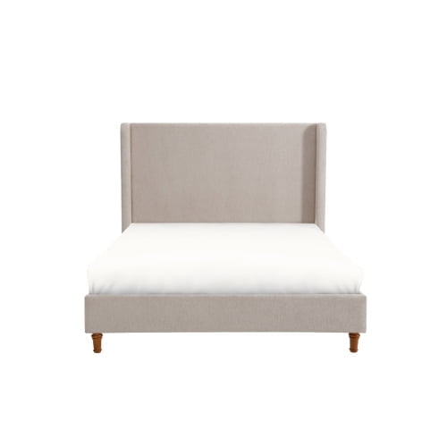 Queen Solid and Stable Tall Headboard Upholstered Bed, 54" High Headboard, Elegant Simplicity, No Box Spring Needed, Easy Assembly (Light Brown)