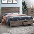 thumbnail image 1 of Queen Storage Bed Frame with 2 Drawers, Barrel Oak Finish Platform Bed, No Box Spring Needed, Wood MDF Construction, 1 of 8