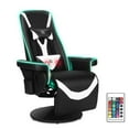 thumbnail image 1 of Queen Throne Racing Gaming Chair with Footrest and Adjustable Backrest Ergonomic Recliner High Back Swivel Chair with RGB LED Lights, Massage Lumbar Support, Headrest and Cupholders, Black White, 1 of 7