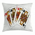 thumbnail image 1 of Queen Throw Pillow Cushion Cover, Queens Poker Set Faces Hearts and Spades Gambling Theme Symbols Playing Cards, Decorative Square Accent Pillow Case, 20 X 20 Inches, Black Red Yellow, by Ambesonne, 1 of 2