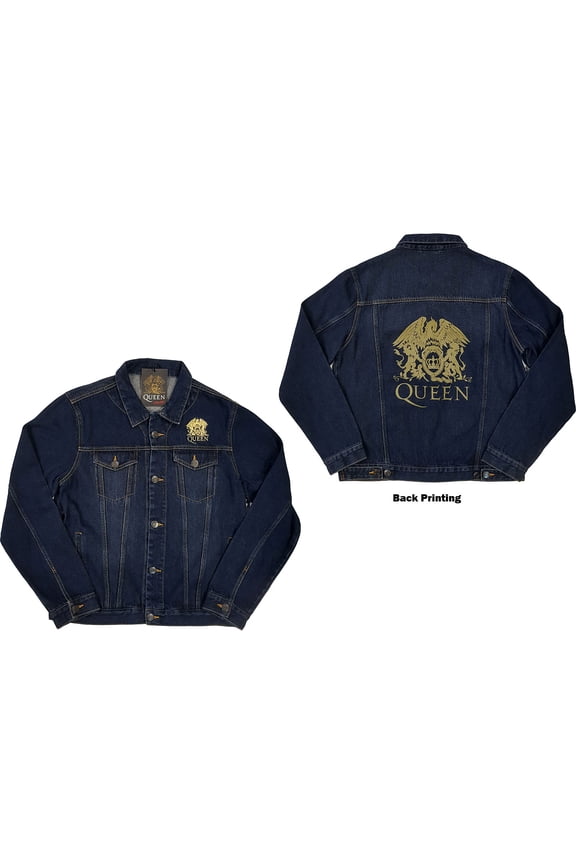 Queen Unisex Denim Jacket Classic Crest (Back Print) (XX-Large)
